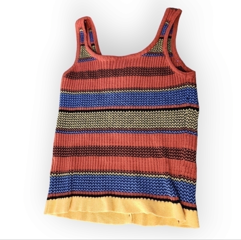 Blue Rain Ribbed Stripe Button Down Tank - Picture 3 of 6
